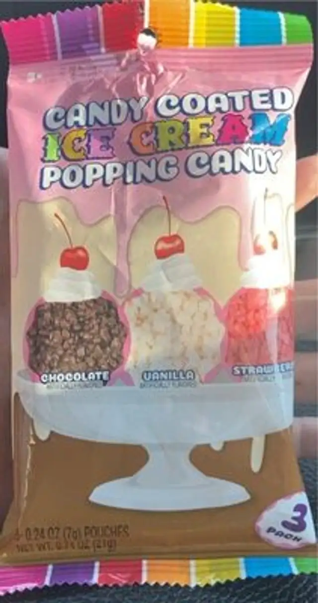 Candy coated ice cream popping candy