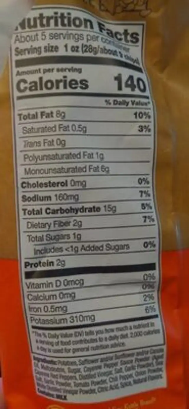 Buffalo bleu krinkle cuts nutrition facts table
