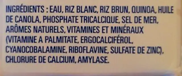Blends with quinoa Enrichie non sucrée ingredients label
