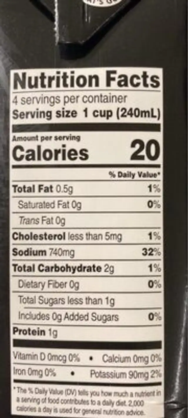 Free range chicken organic broth nutrition facts table