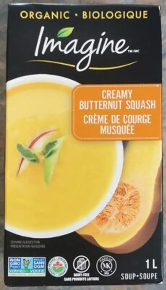 Organic Butternut Squash Creamy Soup front packaging