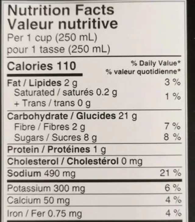Organic Butternut Squash Creamy Soup nutrition facts table