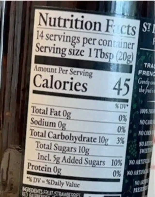 Mermelada de frutos rojos nutrition facts table