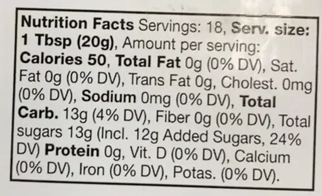 Finest preserve Fig nutrition facts table