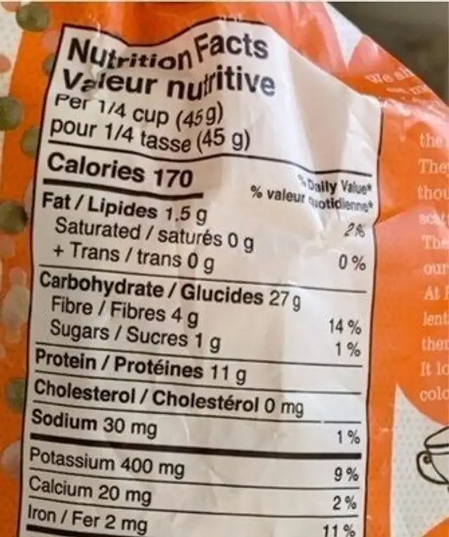 Morethanrice nutrition facts table