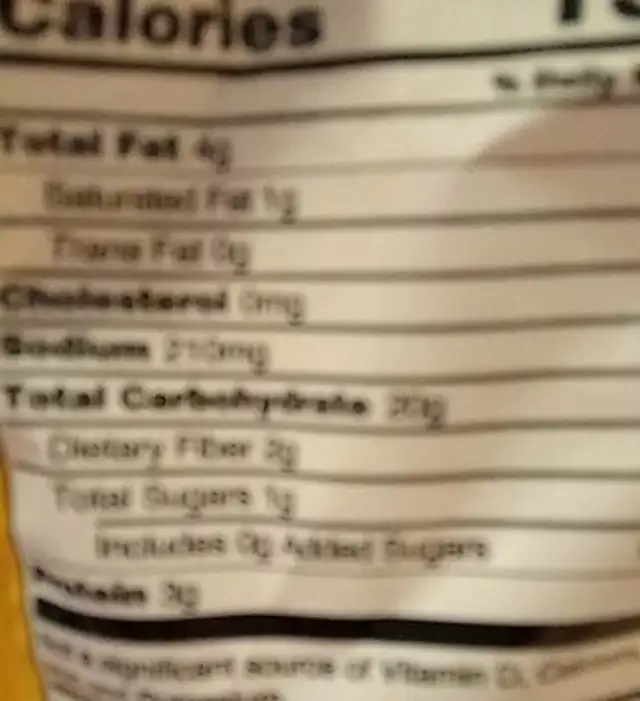 BEIGEL PRETZELS nutrition facts table