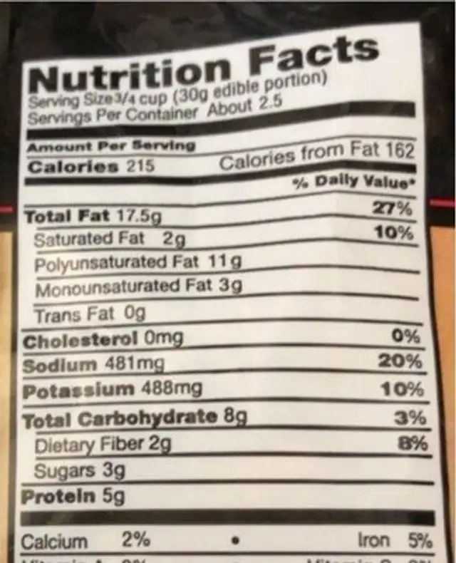 Dakota style bull ridi'n jumbo nutrition facts table