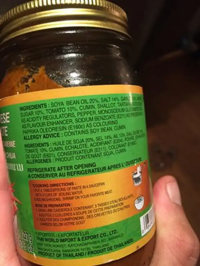 Pã¢te Soupe Vietnamienne ingredients label