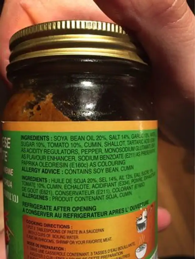 Pã¢te Soupe Vietnamienne nutrition facts table