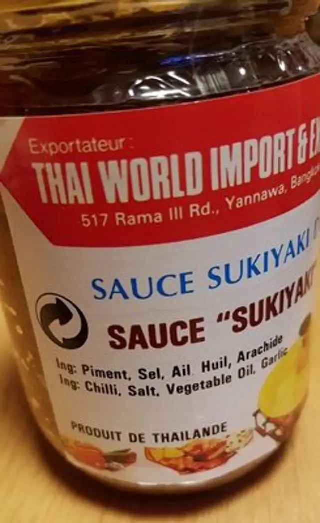 Sauce Sukiyaki 227 G Cock ingredients label