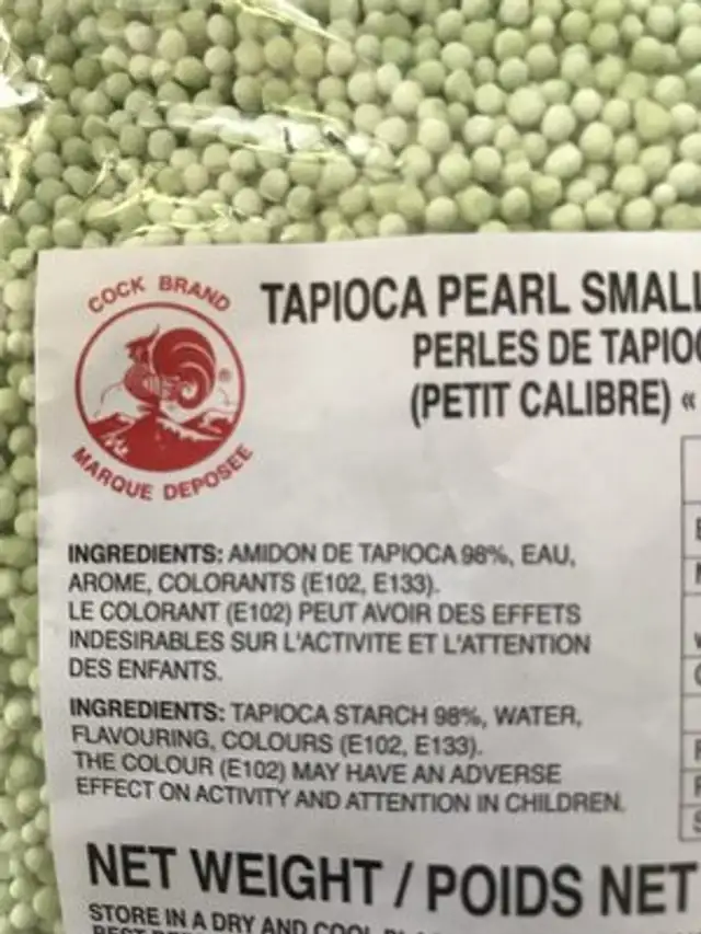 Billes De Tapioca Saveur Pandan ingredients label