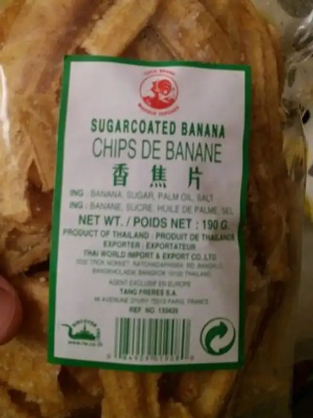 Chips Banane Séchée 190G ingredients label