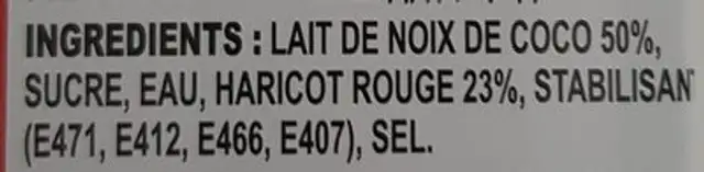 Red bean ice bar ingredients label