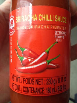 Sriracha chilli sauce front packaging