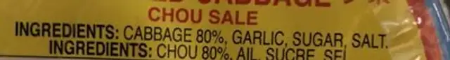 CQ Cavolo Salato X Cond. TH ingredients label