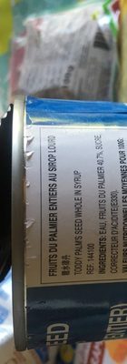 Fruit Du Palmier Au Sirop Entier Cock ingredients label