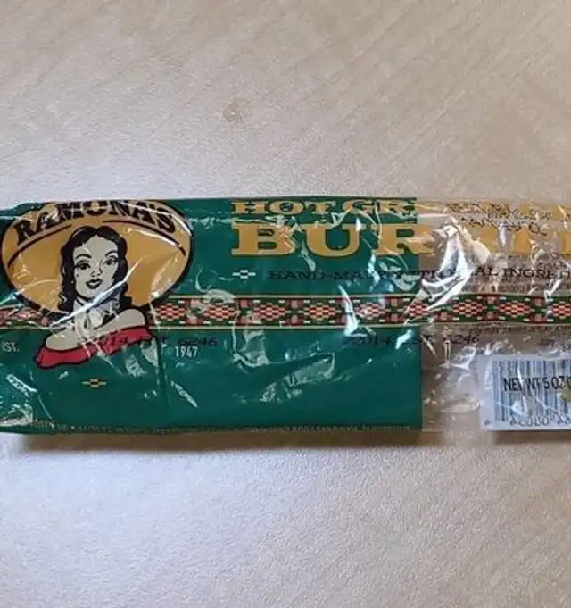 Hot Green Chile burrito hand made with real ingredients