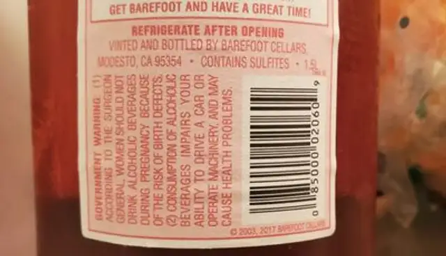 Pink moscato ingredients label