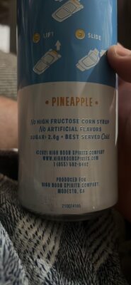 Vodka Seltzer Pineapple nutrition facts table