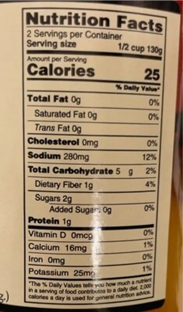 Italbrand nutrition facts table