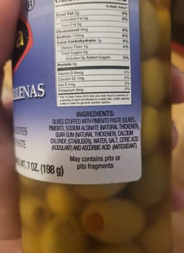 Cedeira aceitunas rellenas ingredients label