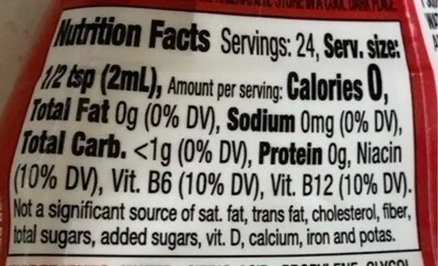Liquid water enhancer grape nutrition facts table