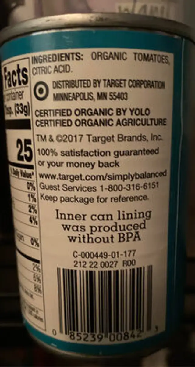 Tomato paste nutrition facts table