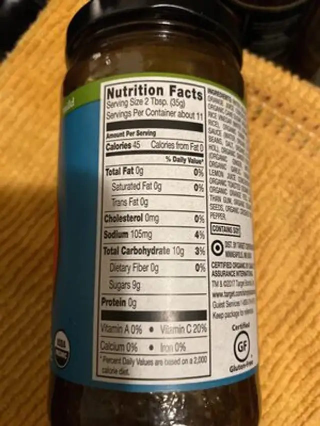 Mild orange ginger stir-fry sauce, mild orange ginger nutrition facts table