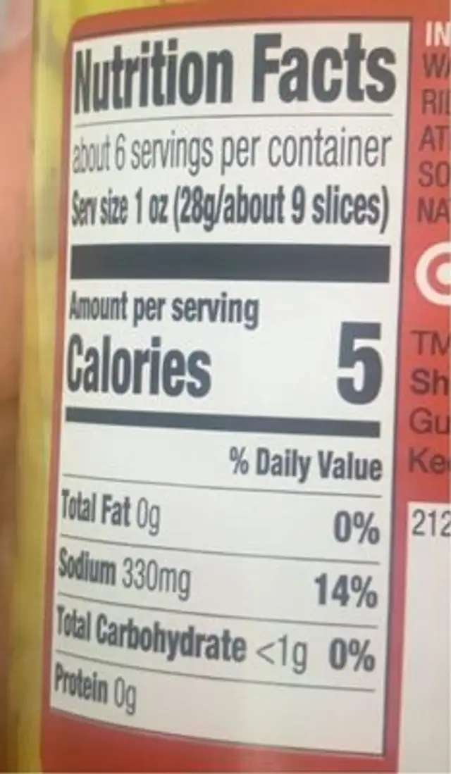 Hot Sliced Banana Peppers nutrition facts table