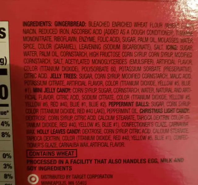 Classic house gingerbread kit ingredients label
