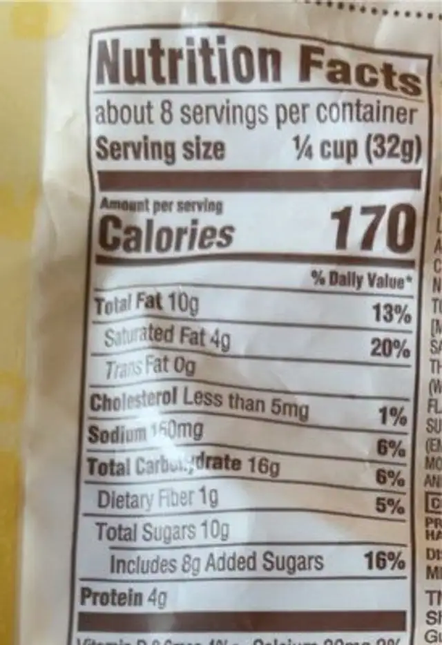Caramel bunny kisses a blend of roasted peanuts nutrition facts table