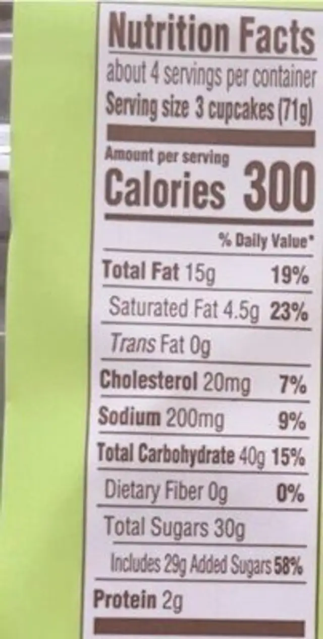 Chocolate & white mini cupcakes nutrition facts table