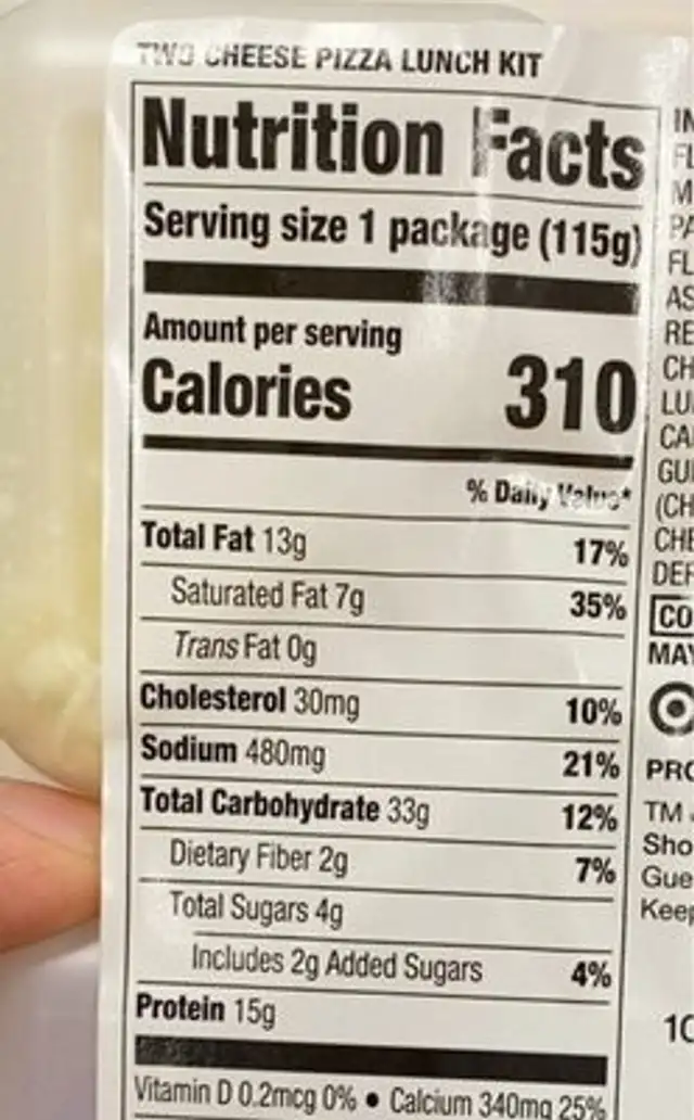 Good & gather two cheese pizza crusts nutrition facts table