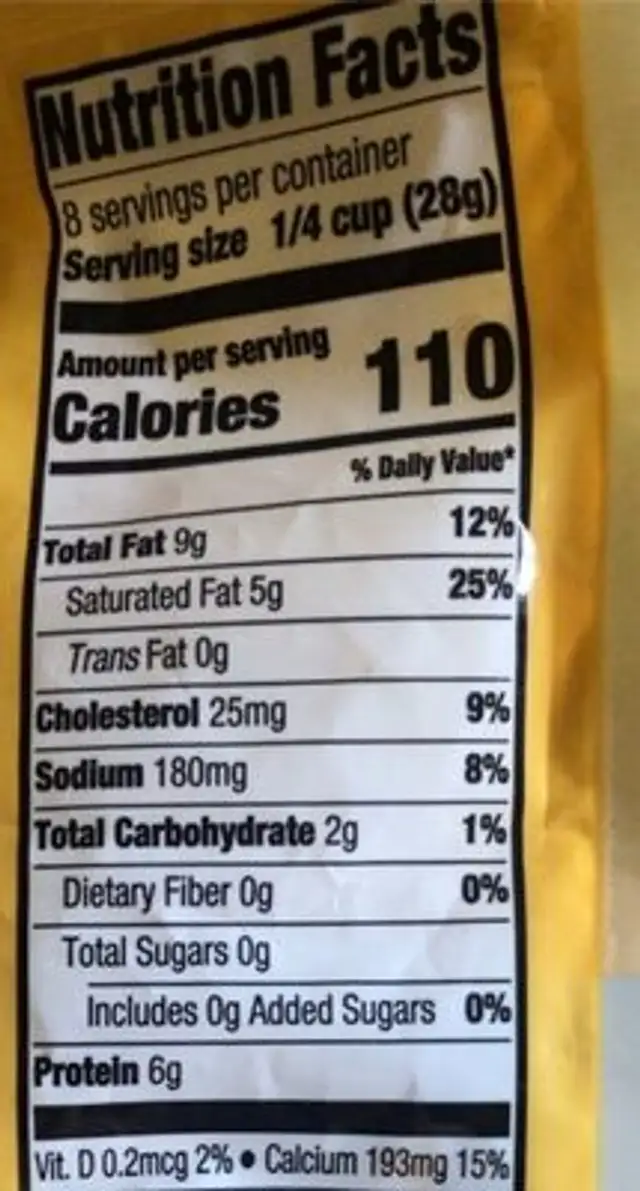 Good & gather triple cheddar classic shredded marble cheddar nutrition facts table