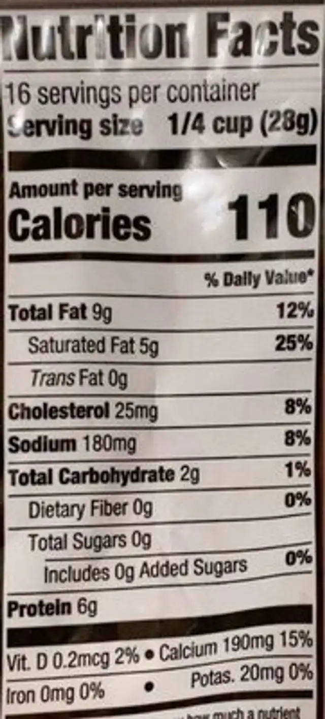 Good & gather sharp cheddar cheese classic shredded nutrition facts table