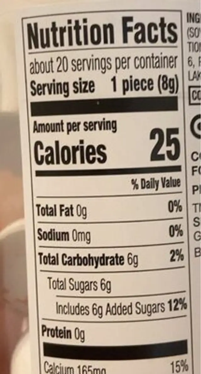 Creepy eyeballs bubble gum nutrition facts table