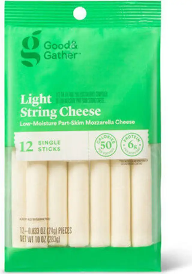 Low moisture part skim mozzarella light string