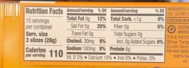 Good & gather mild cheddar cheese cracker cut slices nutrition facts table