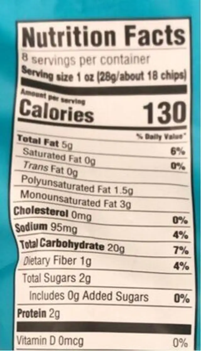 Good & gather kettle cooked potato chips nutrition facts table