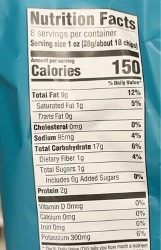Good & gather sea salt kettle cooked potato chips nutrition facts table