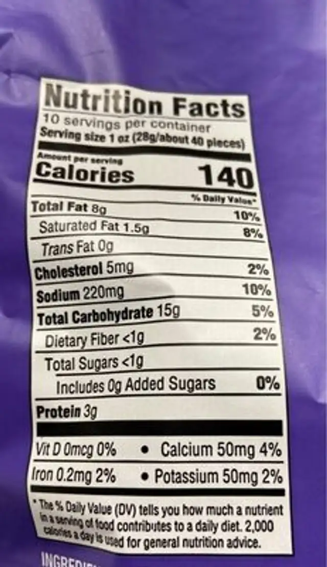 white cheddar baked corn puffs nutrition facts table