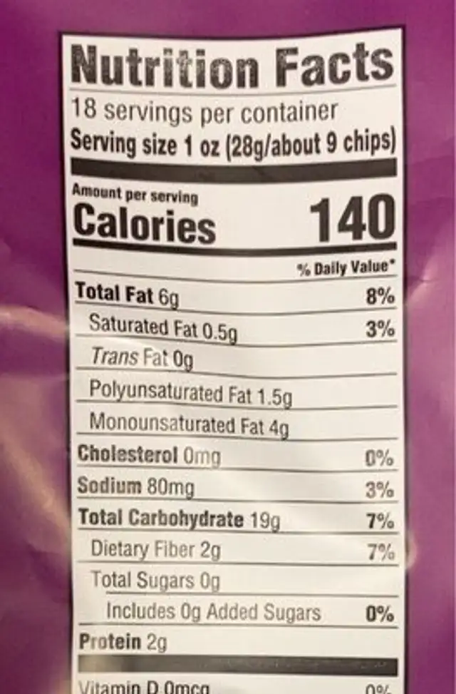 Good & gather organic blue corn with flax seed tortilla chips nutrition facts table