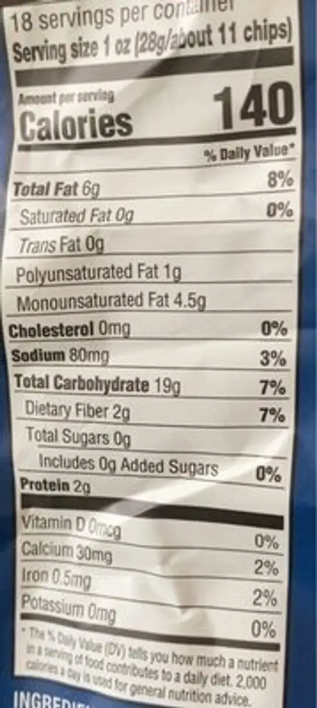 Good & gather organic blue corn tortilla chips nutrition facts table