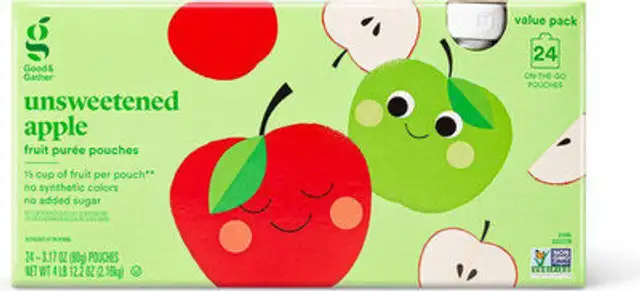 Unsweetened applesauce pouches