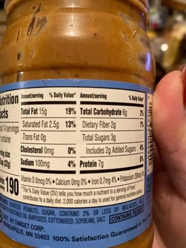 Extra crunchy peanut butter nutrition facts table