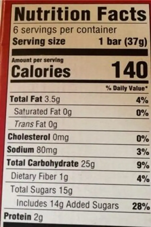 Organic strawberry fruit & grain bars nutrition facts table