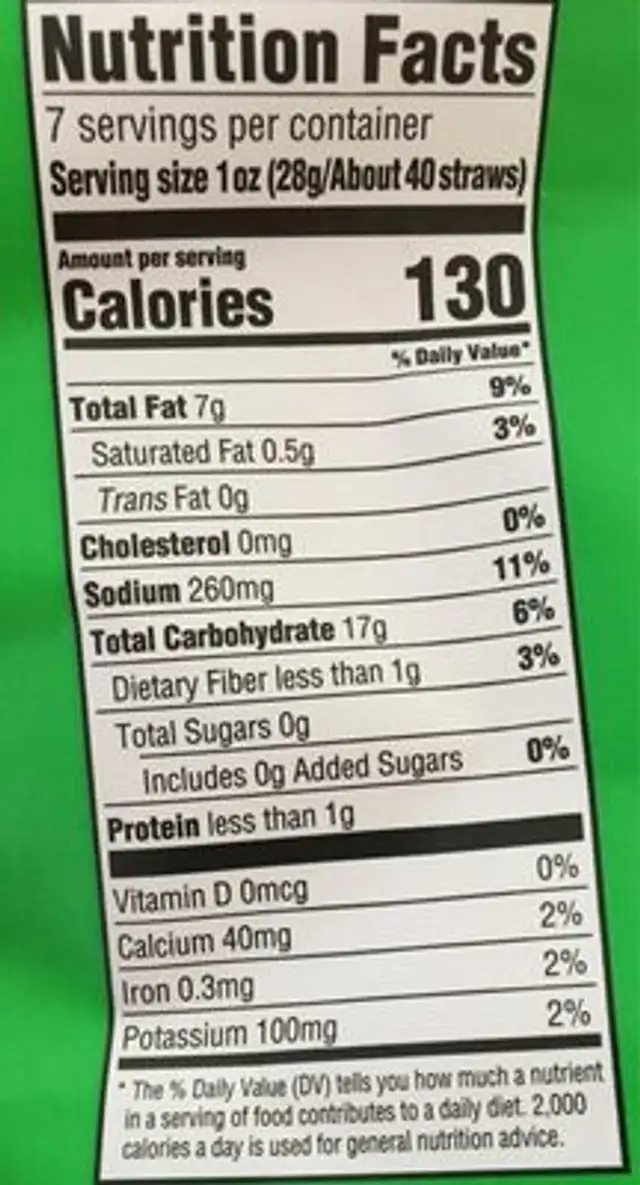 Good and gather se salt veggie straws potato & vegetable snacks nutrition facts table