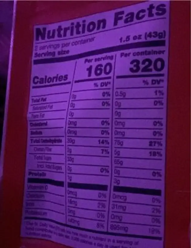 Freeze dried mango slices nutrition facts table