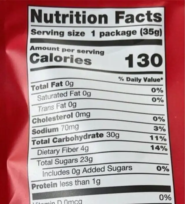 Freeze dried apple nutrition facts table