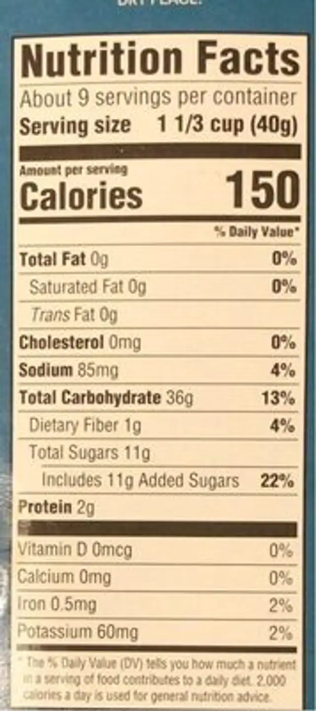 Organic frosty flakes nutrition facts table